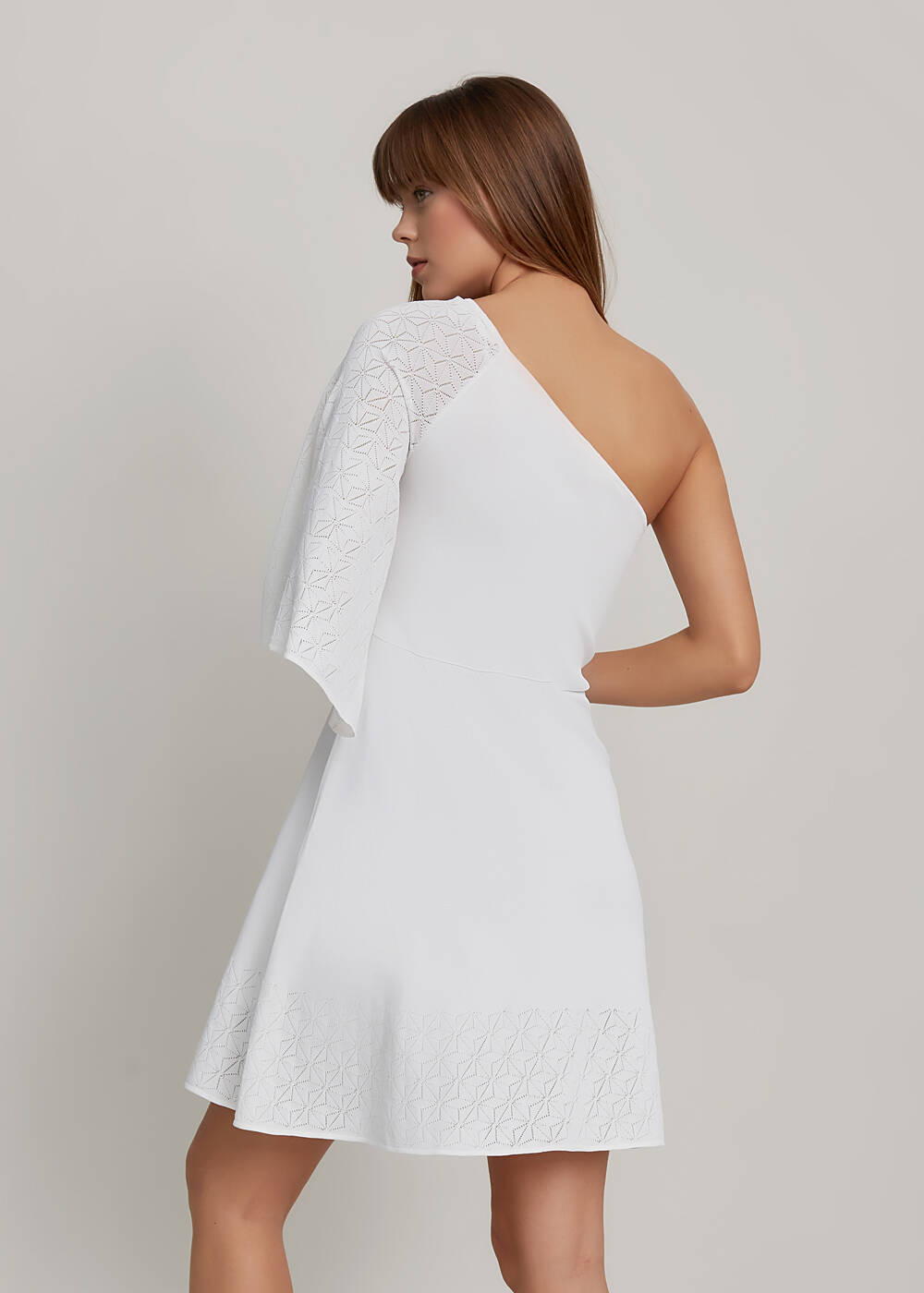 white one shoulder knit dress