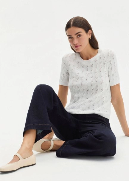 Beyaz Organik Pamuk Triko Üst - 4