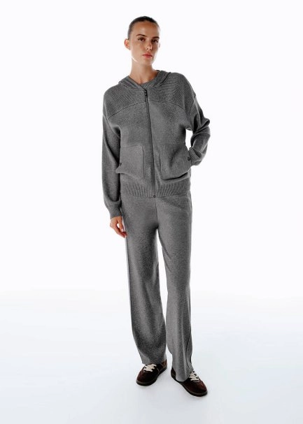 Açık Gri Merino Yün Karışımlı Triko Pantolon - 1