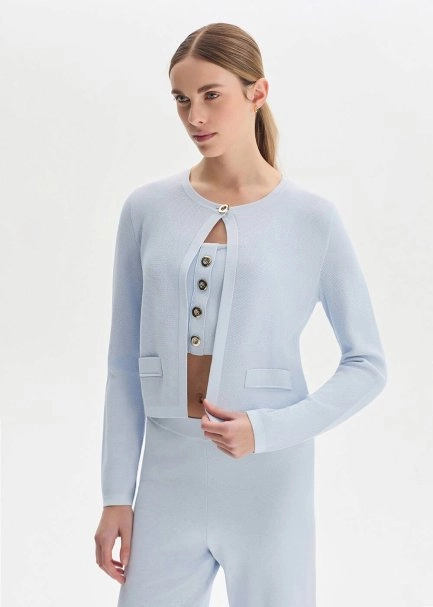 Açık Mavi Regular Fit Triko Ceket - 3