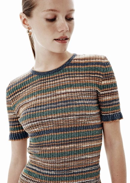 Ajour Knit Blue-Green Color Gradient Cardigan - 3