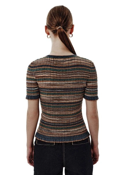Ajour Knit Blue-Green Color Gradient Cardigan - 5