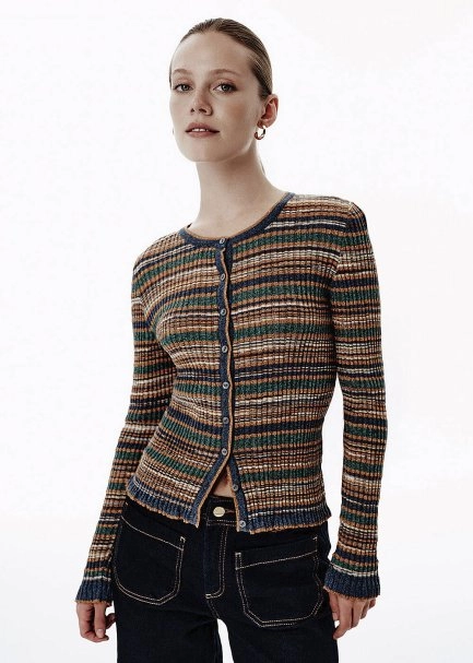 Ajour Knit Blue-Green Color Gradient Top - 4
