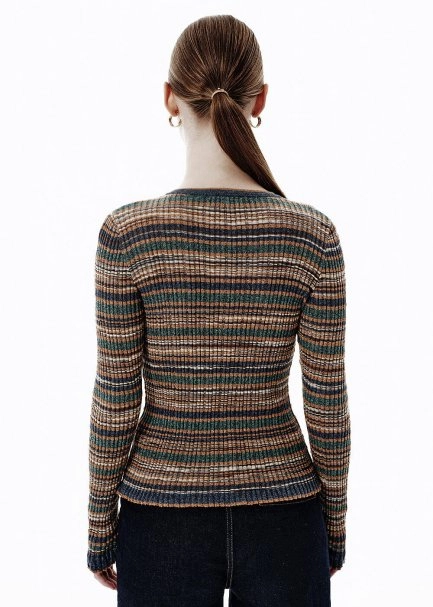Ajour Knit Blue-Green Color Gradient Top - 5