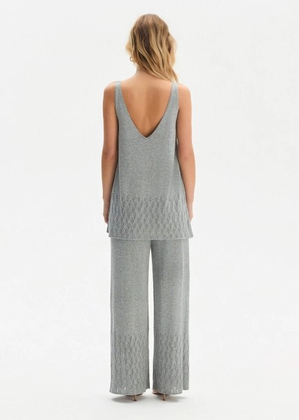 Ajur Örgü Gri Triko Üst - 5