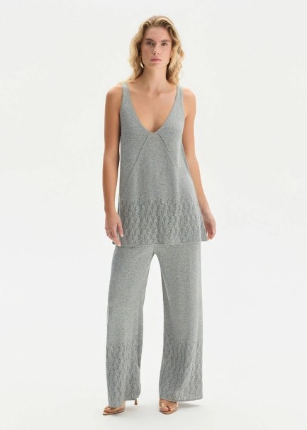 Ajur Örgü Gri Triko Üst - 2