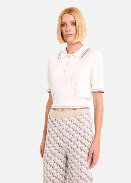 Ajur Örgü Kontrast Çizgili Crop Triko Üst - 3