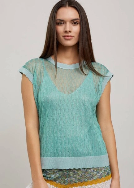 Ajur Örgü Mint Yeşili İnce Triko Üst - 7