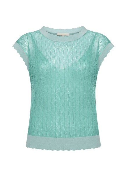 Ajur Örgü Mint Yeşili İnce Triko Üst - 8