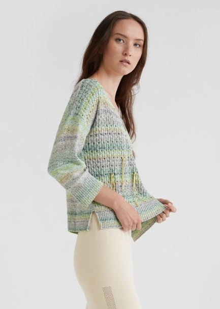 Ajur Örgü Püsküllü Mint Yeşili Triko Kazak - 4