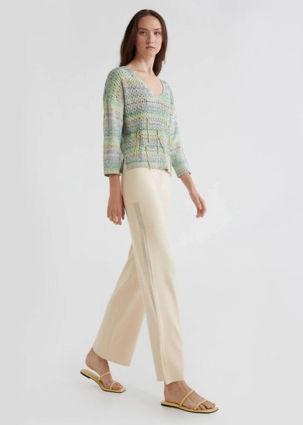 Ajur Örgü Püsküllü Mint Yeşili Triko Kazak - 6