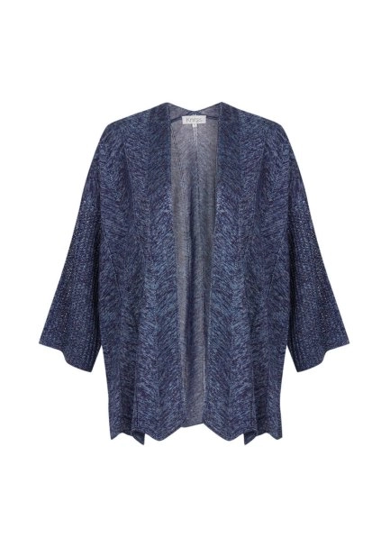 Ajur Örgülü Oversize Lacivert Triko Hırka - 6