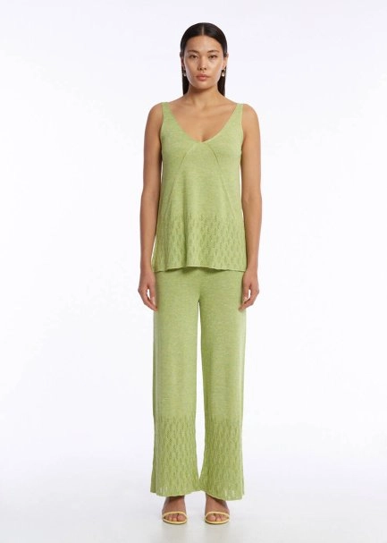 Ajur Örgülü Yeşil Triko Üst - 2