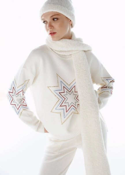 ALPACA BLEND ECRU SCARF - 5