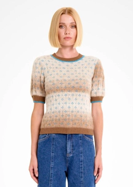 ALPACA BLEND MATCHA DEGRADE KNIT TOP - 1