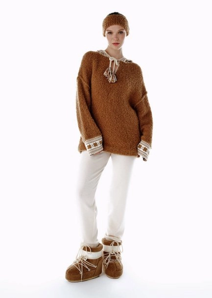 ALPACA BLEND STAR PATTERNED HOODED SWEATER - 2