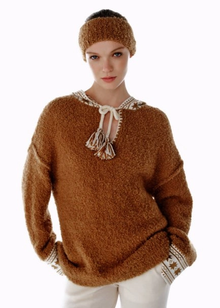 ALPACA BLEND STAR PATTERNED HOODED SWEATER - 4