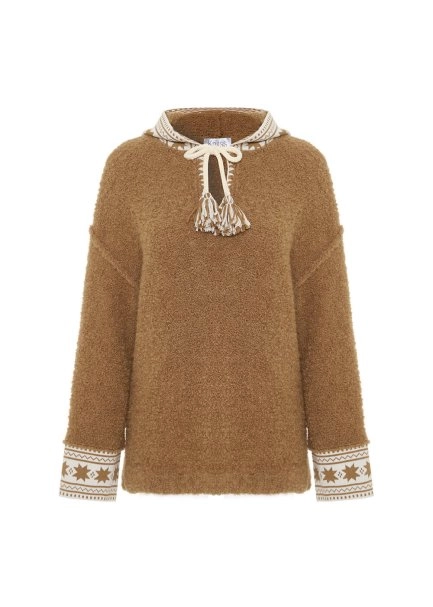 ALPACA BLEND STAR PATTERNED HOODED SWEATER - 6