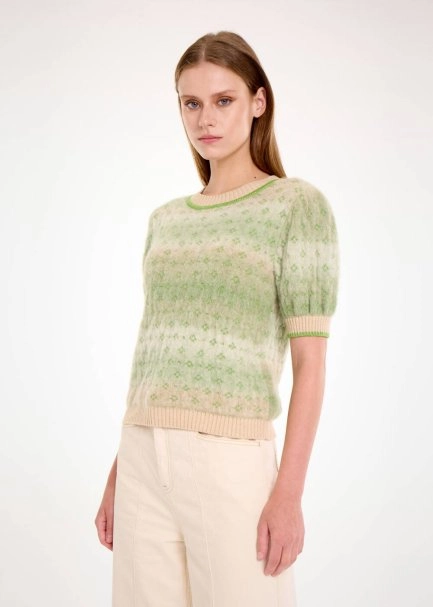 ALPACA BLEND TEAL DEGRADE KNIT TOP - 3