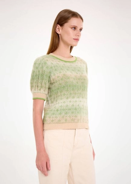 ALPACA BLEND TEAL DEGRADE KNIT TOP - 4