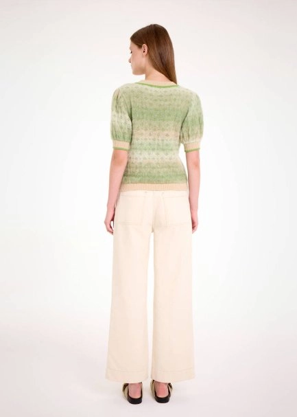 ALPACA BLEND TEAL DEGRADE KNIT TOP - 5