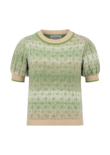 ALPACA BLEND TEAL DEGRADE KNIT TOP - 6