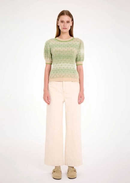 ALPACA BLEND TEAL DEGRADE KNIT TOP - 2