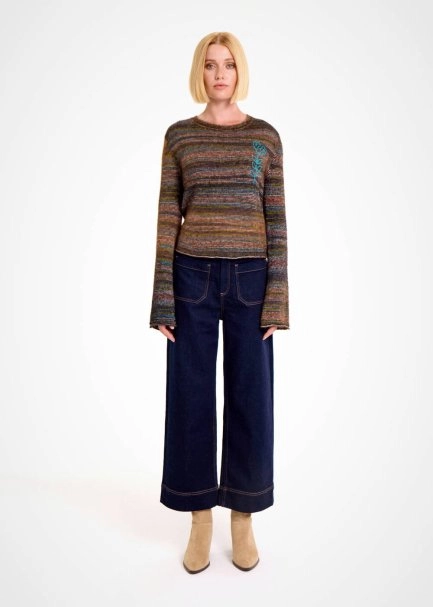 ALPACA BLEND TEAL KNIT SWEATER - 2