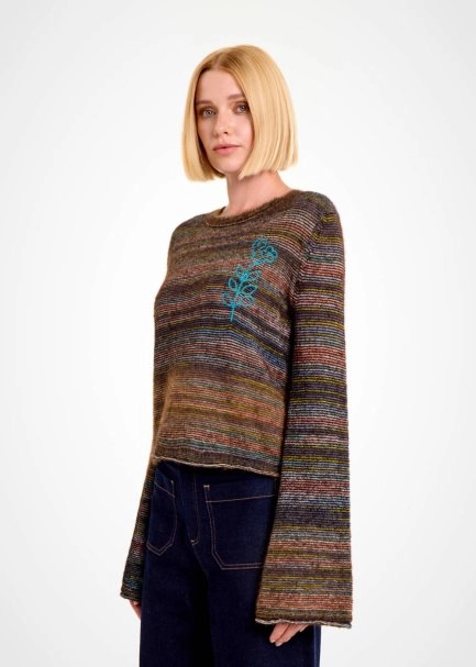 ALPACA BLEND TEAL KNIT SWEATER - 4