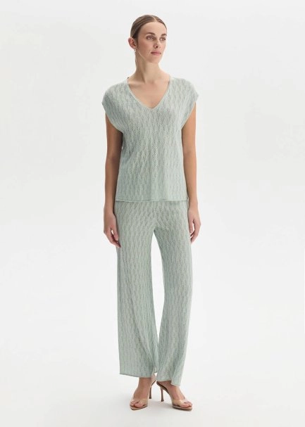 AQUA SHIMMERY LINEN BLEND KNIT PANTS - 2