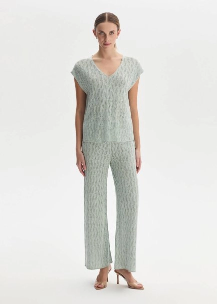 AQUA SHIMMERY LINEN BLEND KNIT PANTS - 3