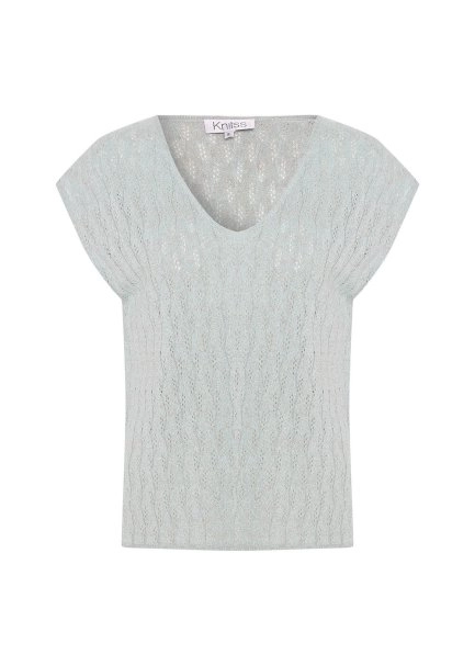 AQUA SHIMMERY LINEN BLEND KNIT TOP - 6