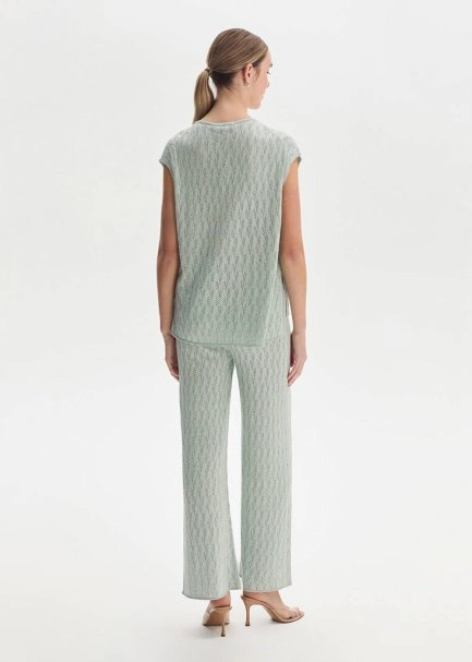 AQUA SHIMMERY LINEN BLEND KNIT TOP - 5