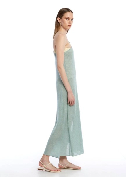 Asimetrik Kesim Mint Yeşili Triko Elbise - 4