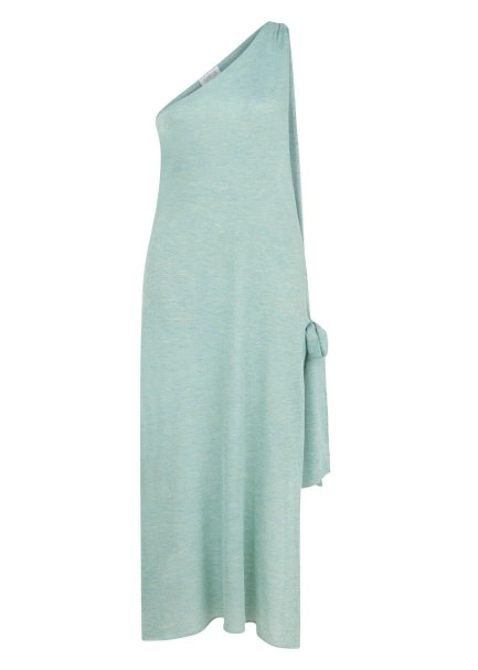 Asimetrik Kesim Mint Yeşili Triko Elbise - 6