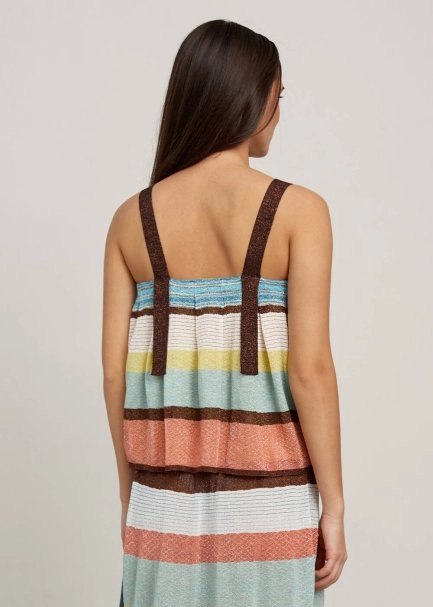 Askılı Çizgili Crop Triko Üst - 3