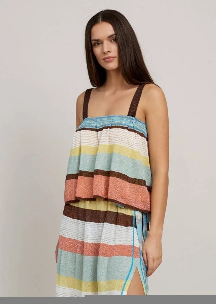 Askılı Çizgili Crop Triko Üst - 6