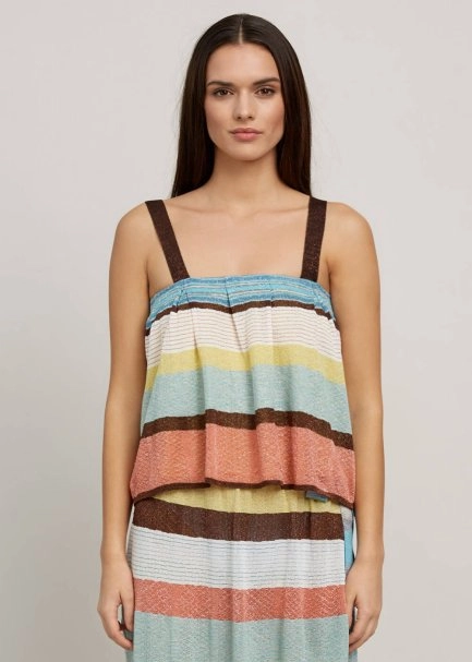 Askılı Çizgili Crop Triko Üst - 7