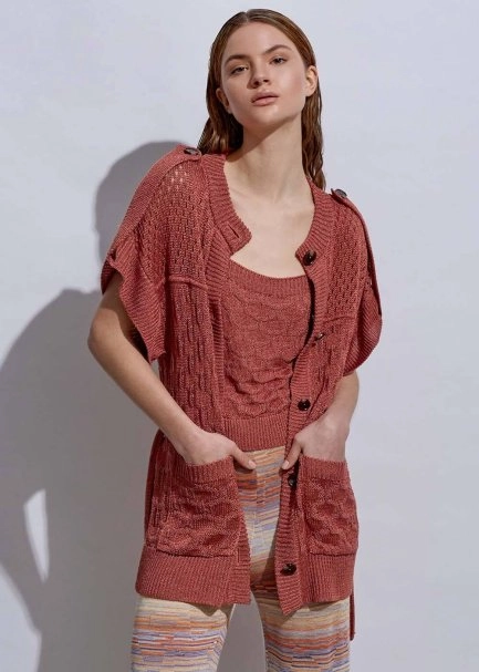 Askılı Keten Pembe Triko Üst - 6