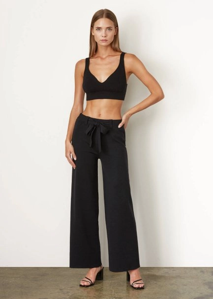 Askılı Merino Yün Siyah Crop Triko Üst - 5