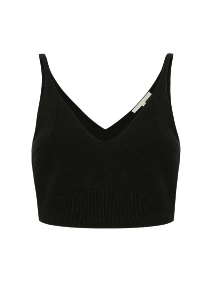 Askılı Yün Kaşmir Karışımlı Siyah Triko Üst - 8