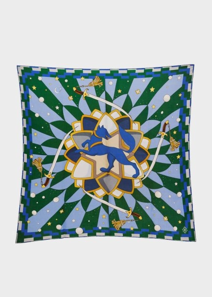 AUTHENTIC PATTERNED PHERAHS LOGO PURE SILK SCARF - 4