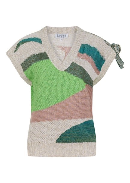 Bağcık Detaylı İntersia Yeşil Triko Üst - 7