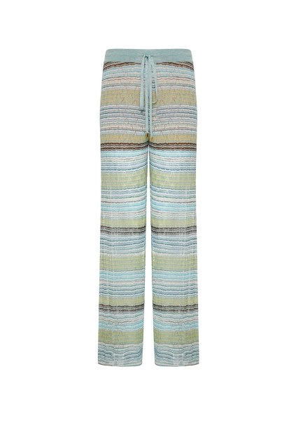 Bağcıklı Renkli Çizgili Triko Pantolon - 8