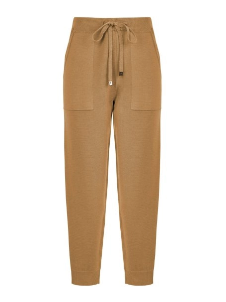 Bağcıklı Saf  Merino Yün Camel Triko Pantolon - 6