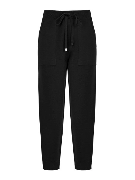 Bağcıklı Merino Yün Siyah Triko Pantolon - 6