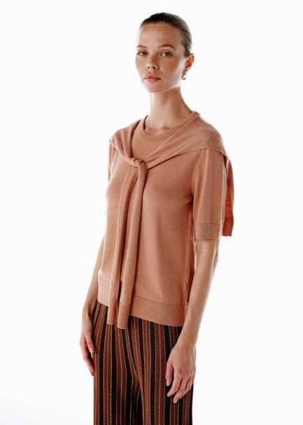 Bağlama Detaylı Triko Üst Pembe - 3