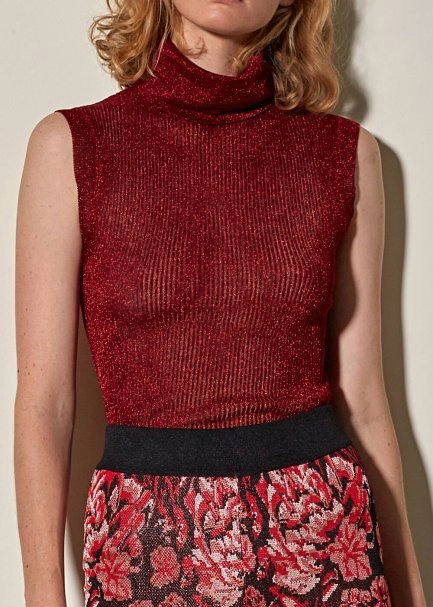 Balıkçı Yaka Kırmızı Triko Üst - 5
