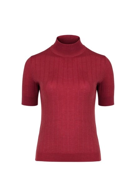 Balıkçı Yaka Merino Yün Kısa Kollu Fuşya Triko Üst - 8