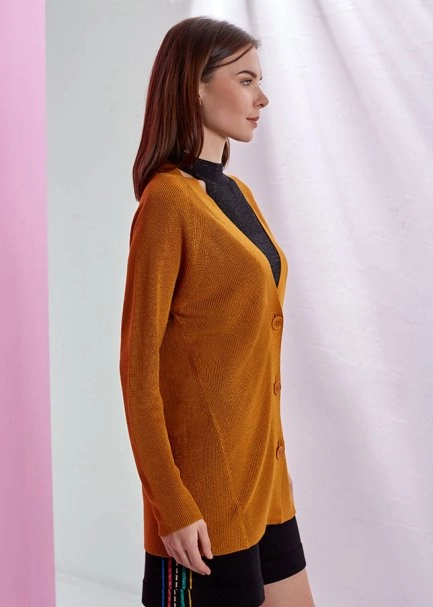 Basıc Sarı Triko Hırka - 4